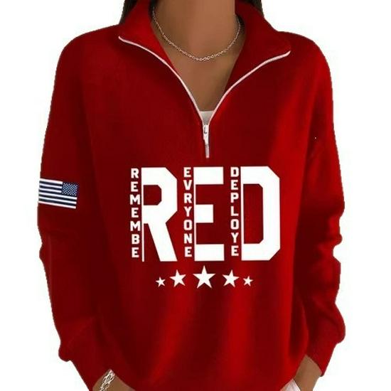 Winter 2026 American Flag Print Women's Half-Zip Hoodie