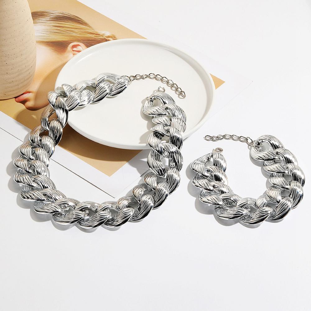 Necklace and Bracelet Set Hip-hop Aluminum Chain Acrylic Necklace Unique and Fashionable Accessories