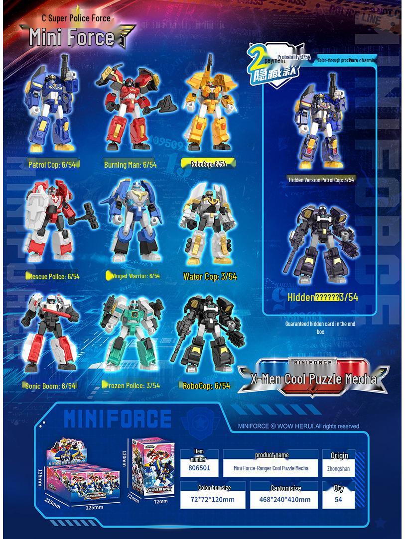 

Мини Форс 7 Супер Агент Король Силы Патруль Трансформирующийся Робот Игрушка Модель