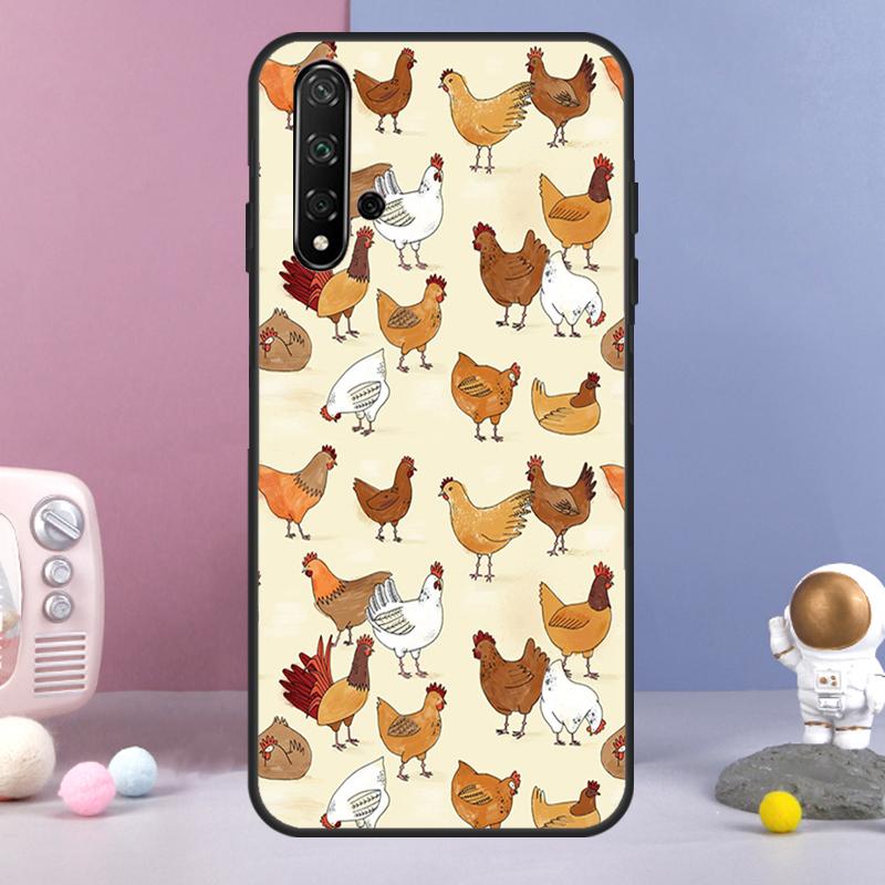Cartoon Chicken Rooster For Huawei Nova 3i 7i 8i 11i 12i 9 10 SE Y60 Y61 Y70 Y72 Y73 Y90 Y91 P20 P40 P30 Lite Case