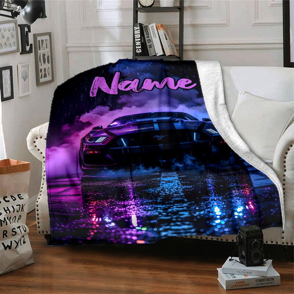 Custom Name Racing Theme Printed Blanket - Perfect for Couch, Bed, Travel & Outdoor Use | Machine Washable, Cozy & Durable.