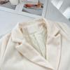 Xin Xing Women's Petite High-End Woolen Overcoat - Korean Style Straight Shoulder, Thickened Cashmere for Fall/Winter