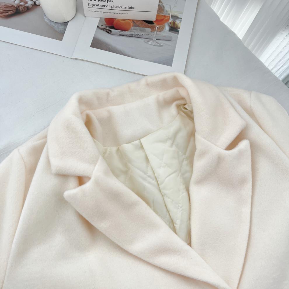 Xin Xing Women's Petite High-End Woolen Overcoat - Korean Style Straight Shoulder, Thickened Cashmere for Fall/Winter