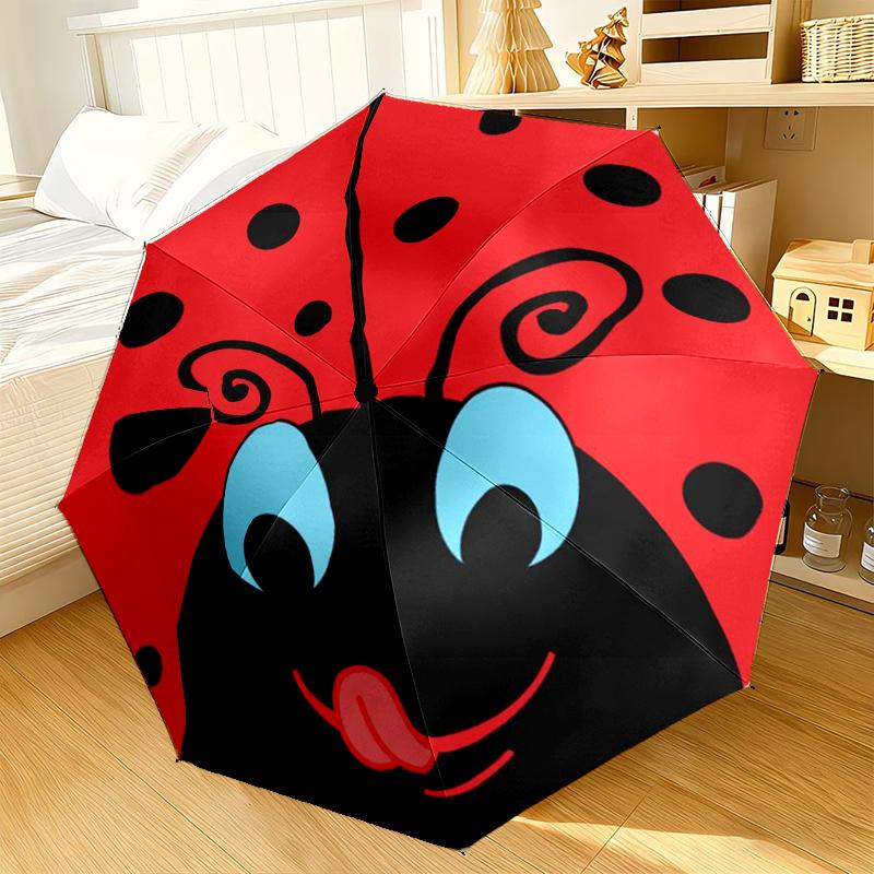Ladybug Pattern Design Umbrella 8-Frame for Travel, Camping, Casual Lightweight Portable Umbrella, Essential for Every Family Holidays Gift