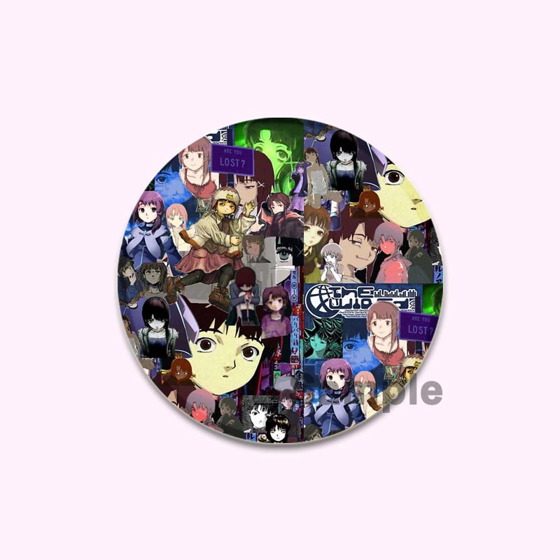 Anime Serial Experiments Lain 32/44/58mm Simple Button Pin Snap In Design Cartoon Brooches Daily Stylish Ornament Handmade Badge