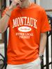 Montauk New York Hyper Local Tourist Print TShirts Men Cotton Casual T Shirt Breathable Summer Sportswear Loose Crewneck Tops
