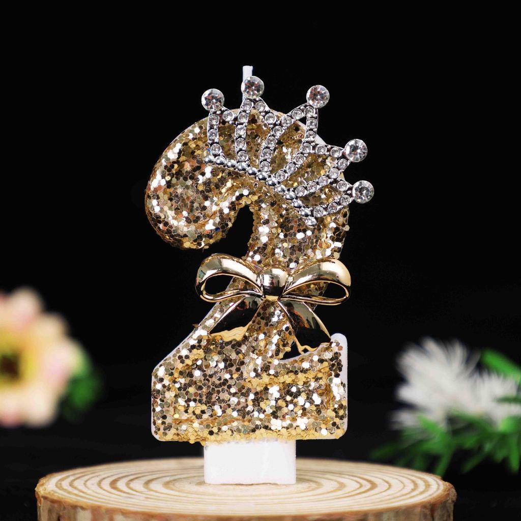 Gold Crown Birthday Number Candles - Creative Cake Party Decorations