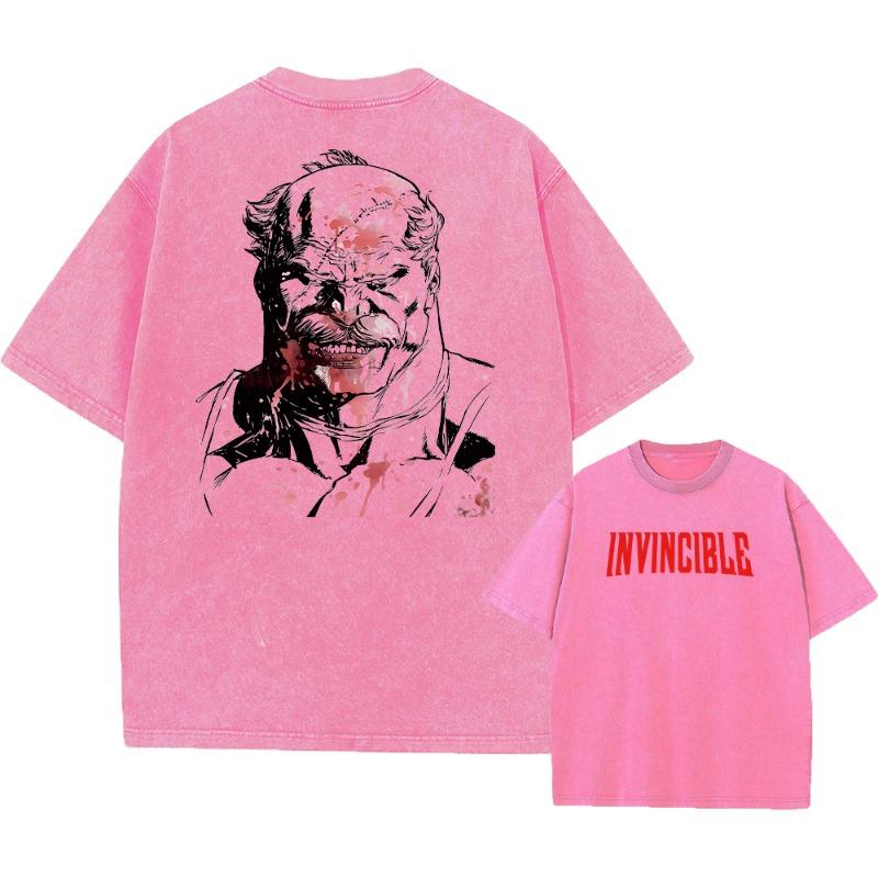 

Washed Tshirts Y2K Summer Men Women Anime Invincible Print T-shirt Casual 100%Cotoon Punk Gothic Vintage Hip Hop Top Tee S