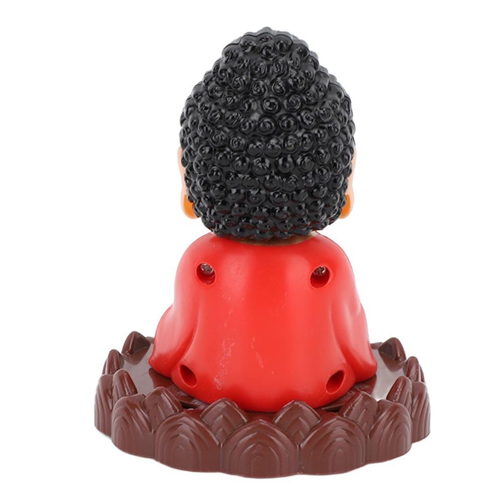 4.33x3.35in Solar Nodding Buddha Desktop Ornament  Car Interior Dashboard Display