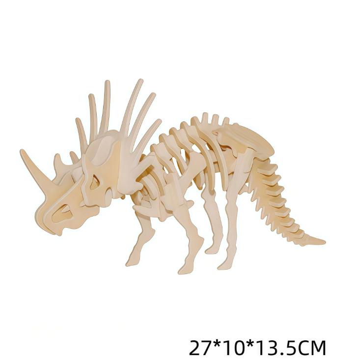 Wooden 3D Dinosaur Puzzle for Kids - Styracosaurus Animal Shape, Educational Toy for Boys Girls Age 3 One Size