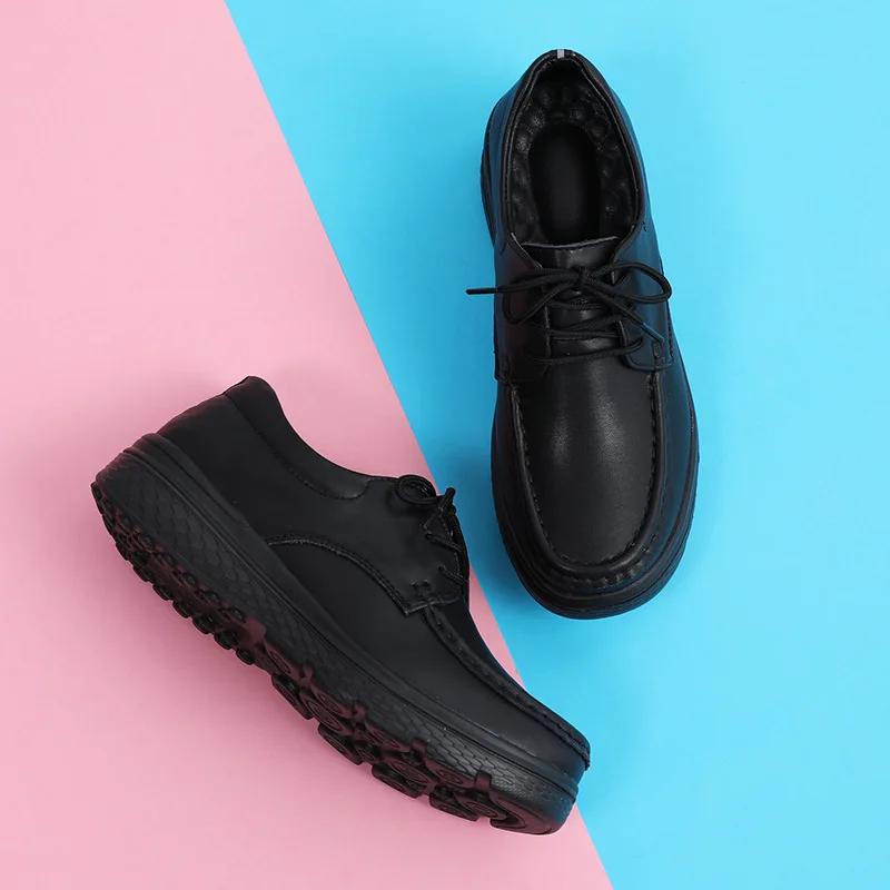 Fashion Women Walking Shoes Loafers Wedge Heels Slip Ons Thick Soles Versatile and Comfortable Nurse Work Shoes White