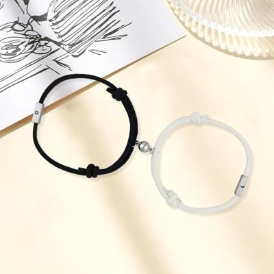 Yousheng 2 Teile/satz Legierung Stern Mond Charm Paar Armband Magnetische Saugkugel Geflochtenes Seil Einstellbar Freund Freundin Passende Armbänder