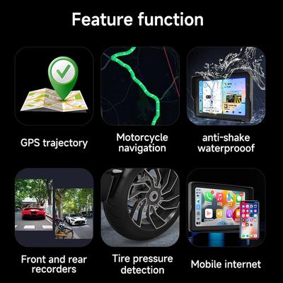 2024 جديد نظام ملاحة GPS للدراجات النارية لاسلكي CarPlay Android Auto مشغل وسائط متعددة مسجل HD بدقة 2K شاشة مقاومة للماء IP67 بلوتوث