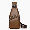 Pánská kožená taška přes rameno, crossbody, náprsní taška s USB nabíjecím portem, ležérní batoh, hnědá, jedna velikost