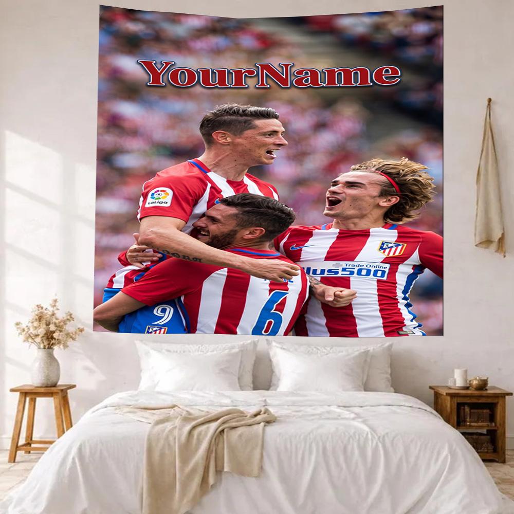 Atletico Madrid Benutzerdefinierte Wanddekoration mit Ihrem Namen Wandteppich Kunst Für Haustiermemorial Geburtstag Hochzeitsfeier Hintergrund Familien Geschenk