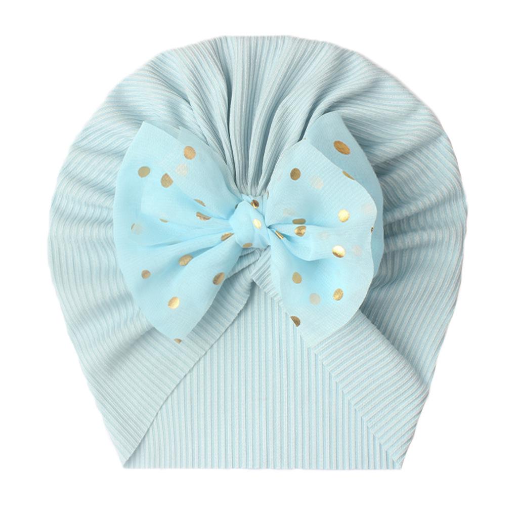 European & American Baby Ribbed Bow Hat - Polyester Pullover Cap