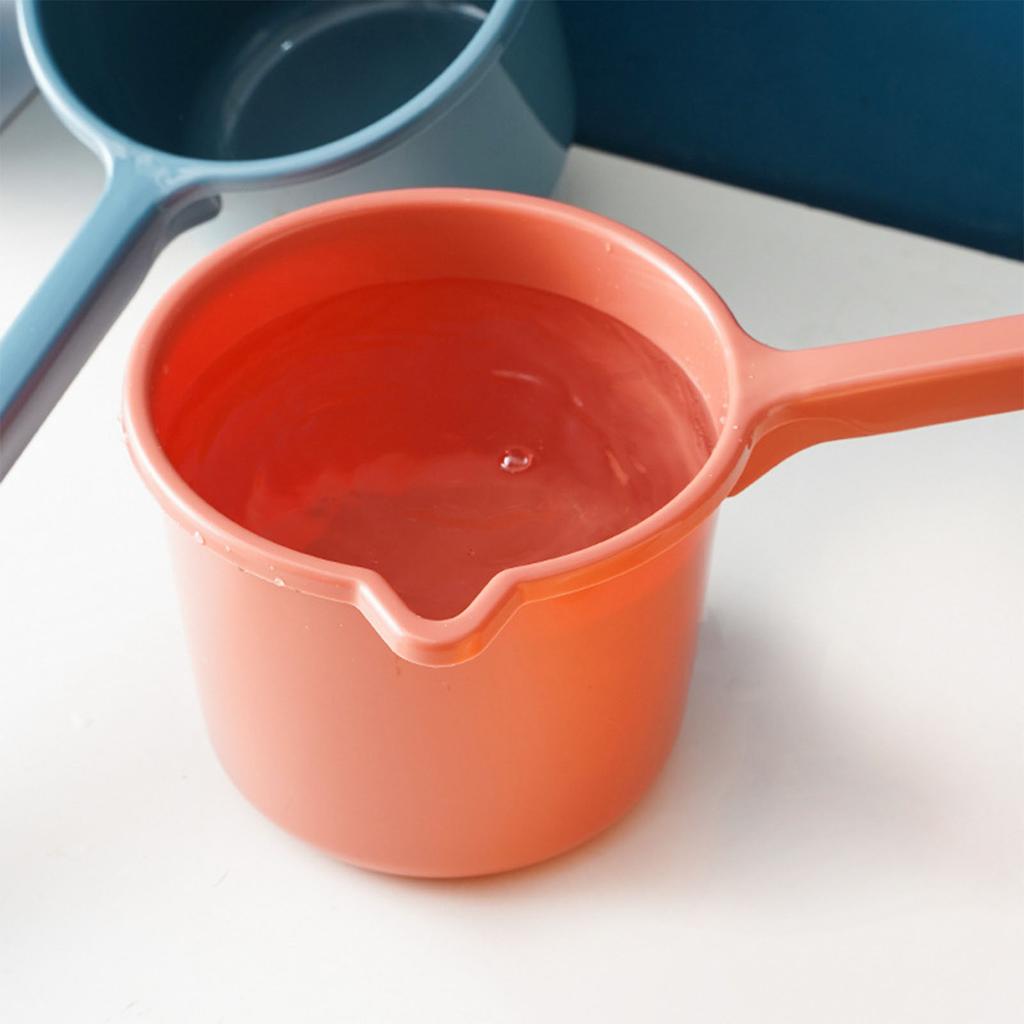 Water Scoop Long Handle Plastic Thickened Red Orange Water Dipper for Kitchen Bath Hair Washing