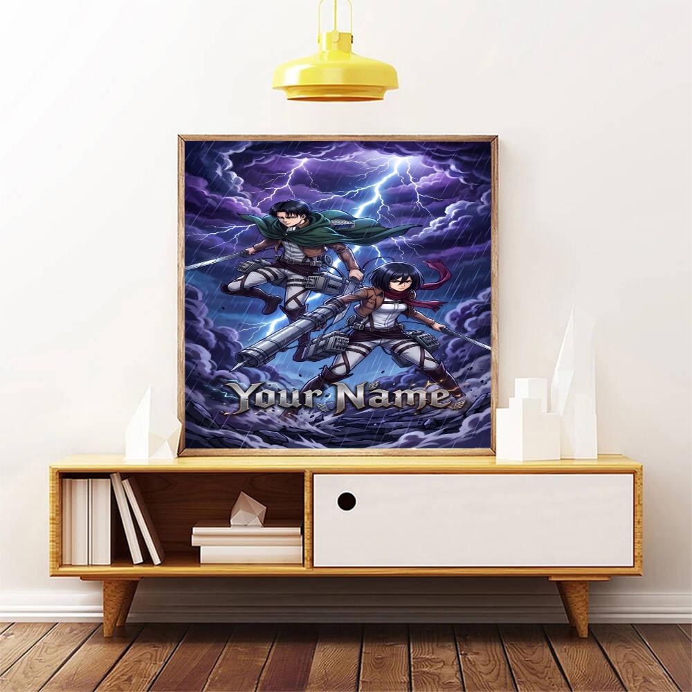 Attack Titan Personalized Name Diamond Paintings Mosaic Wall Round Diamond Art Painting Kits Embroidery Crystal Accessories Frameless