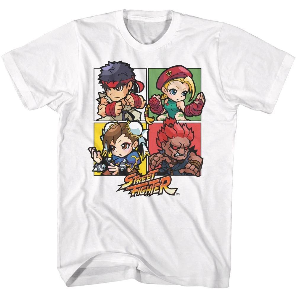 Street Fighter Four Chibi Squares White Gaming Shirt 140