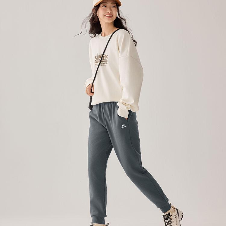Skechers Fleece Lined Warm Fashionable Comfortable Soft Skin Friendly Mid Rise Tapered Solid Color Knit Sports Pants Women bottoms L425W092-013P