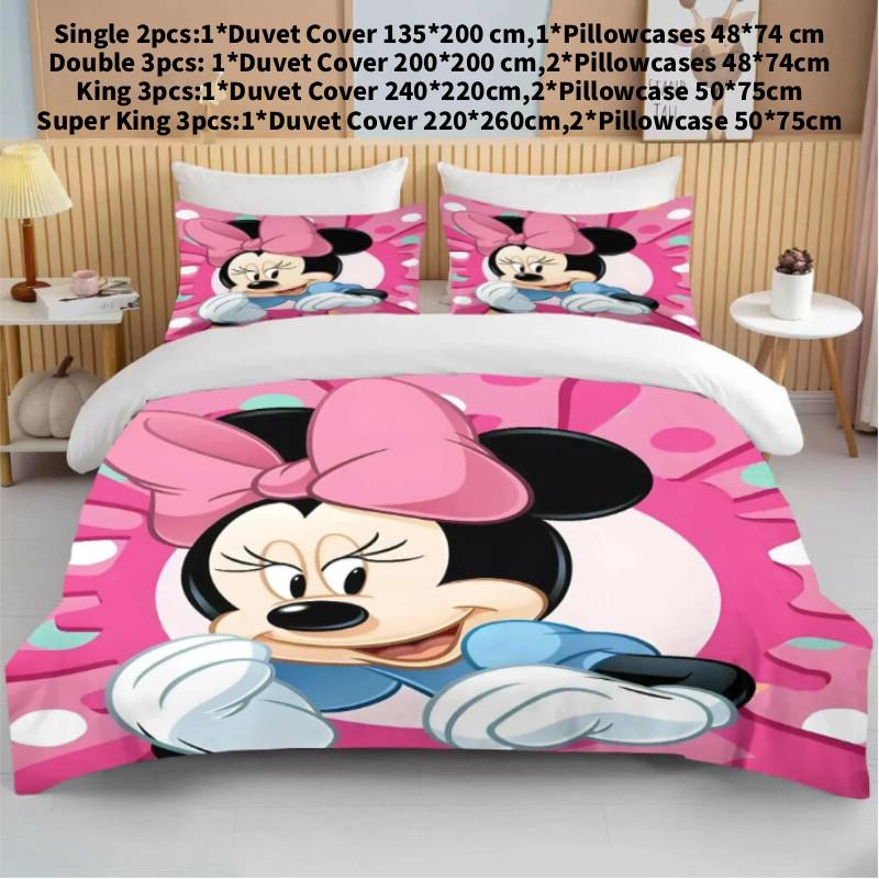 Minnie Bedding Mouse Sets Soft Cover Bed Duvet Pillow Case Decoration Bedroom