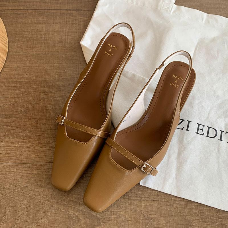 Fashion Female Shallow Footwear Slip On Pumps Women Heeled Shoes Fashion Medium Heels Shoes For Ladies 2025 New Summer Spring