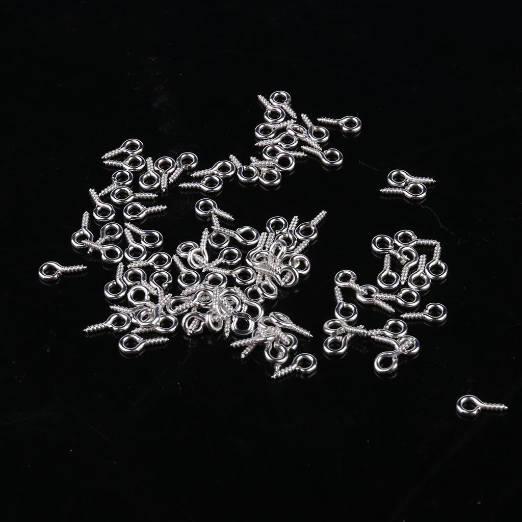 600x Silver Clasps Hook Mini Screws Jewelry Small Screw Eye Pins for DIY Craft