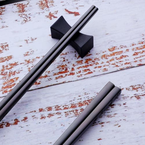 Bisda Korean Stainless Steel Chopsticks, Set of 5, Black, 18-8 Stainless Steel, 23.5cm Square, for Business, Guests, Outdoors, and Camping