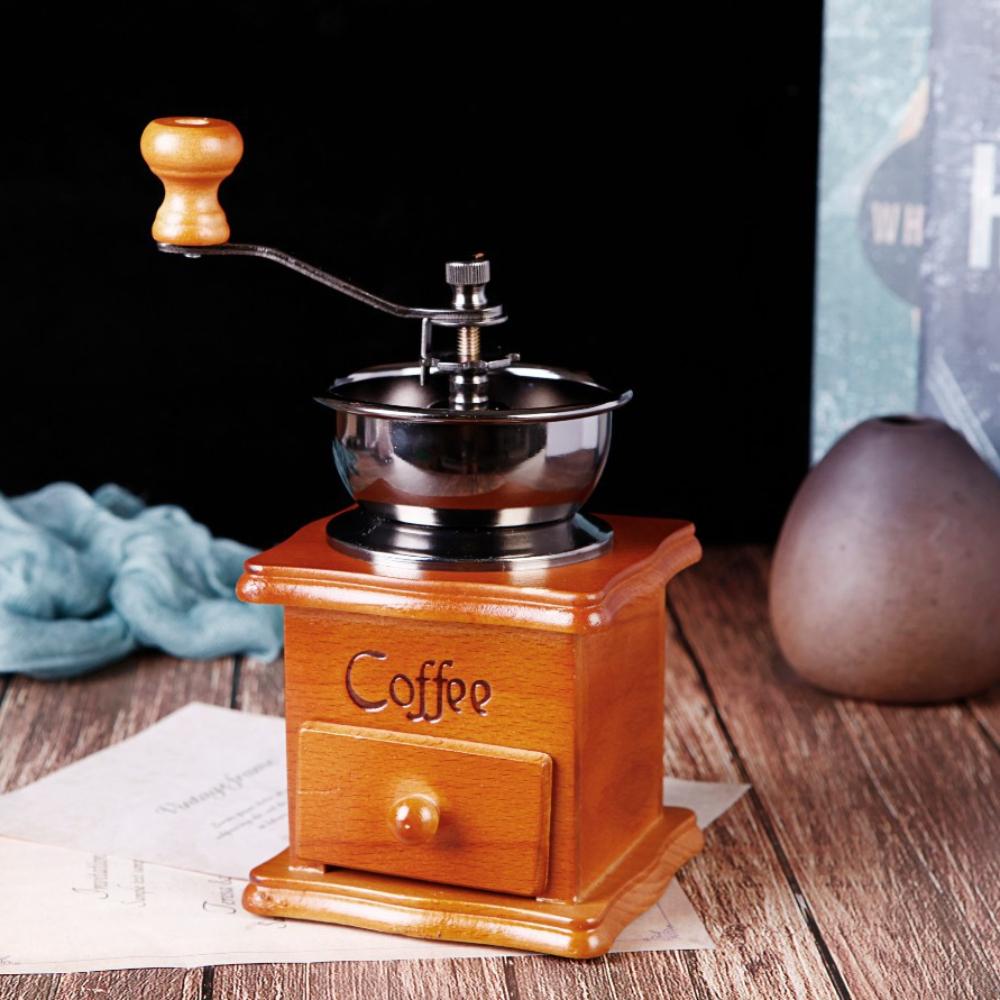 Small Hand Grinder Coffee Grinder Coffee Bean Grinder Manual Wooden Household Grinder Italian Coffee Machine