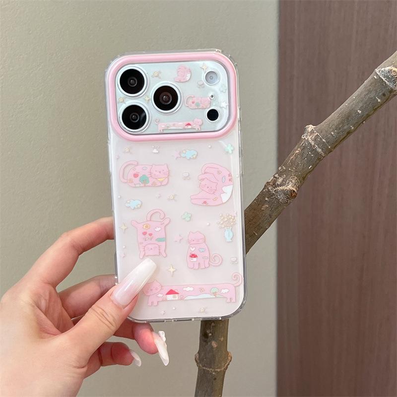 Pink Cat Star Chain Case for iPhone 17/16 Pro Max/15/14