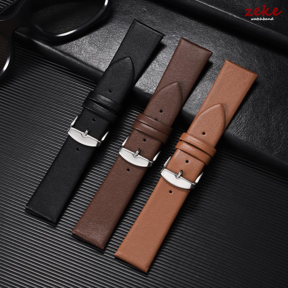 Vintage Brown Slim Leather Watch Strap Ultra-thin Genuine Leather Watchband 12mm 14mm 16mm 18mm 19mm 20mm 21mm 22mm Wrist Band