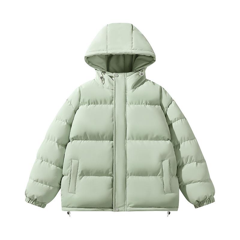 Winter Cotton Clothes Men and Couples with the Same Hooded Bread Clothes Casual Solid Color Thickened Warm Trendy Brand Loose Fashion