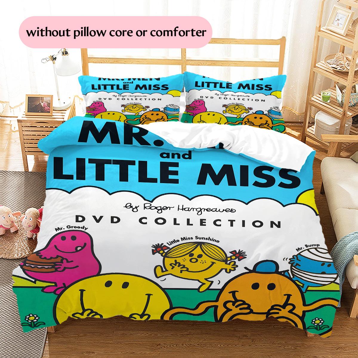 

Mr. Men Little Miss Pattern Bedding Quilt Set Home Decoration Gift (1 * duvet cover + 2 * pillowcase without core) 135x200cm