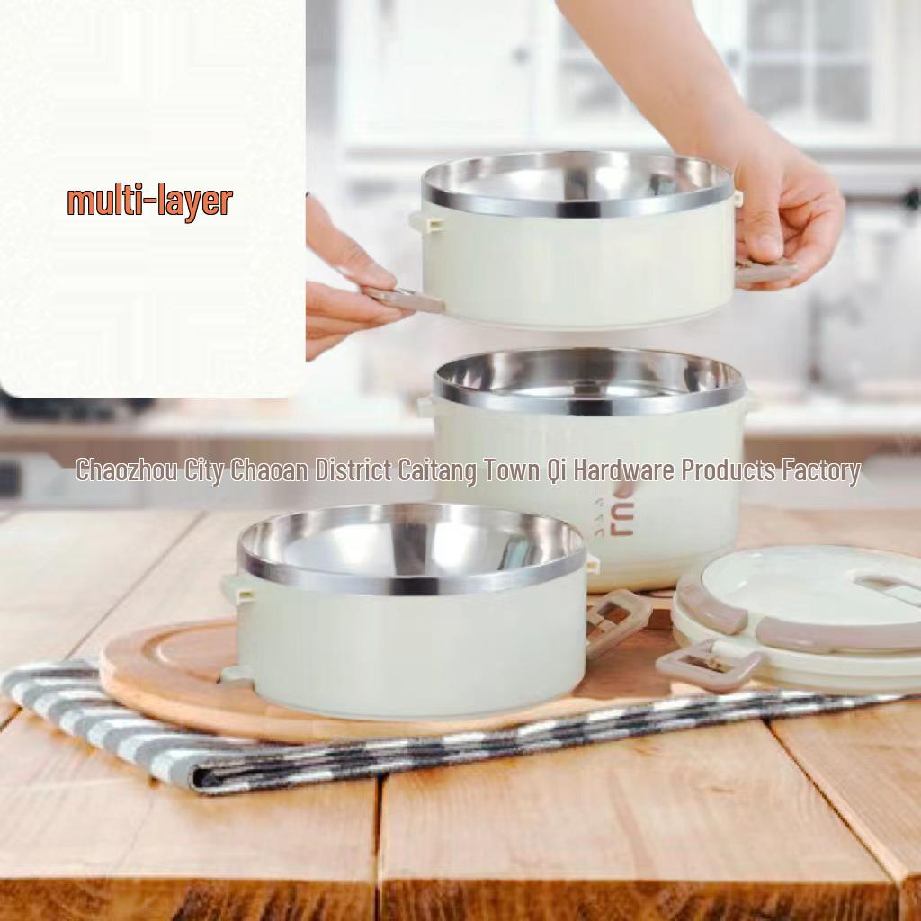 Large Capacity Double-Layer Stainless Steel Insulated Portable Lunch Box for Office Workers & Students.