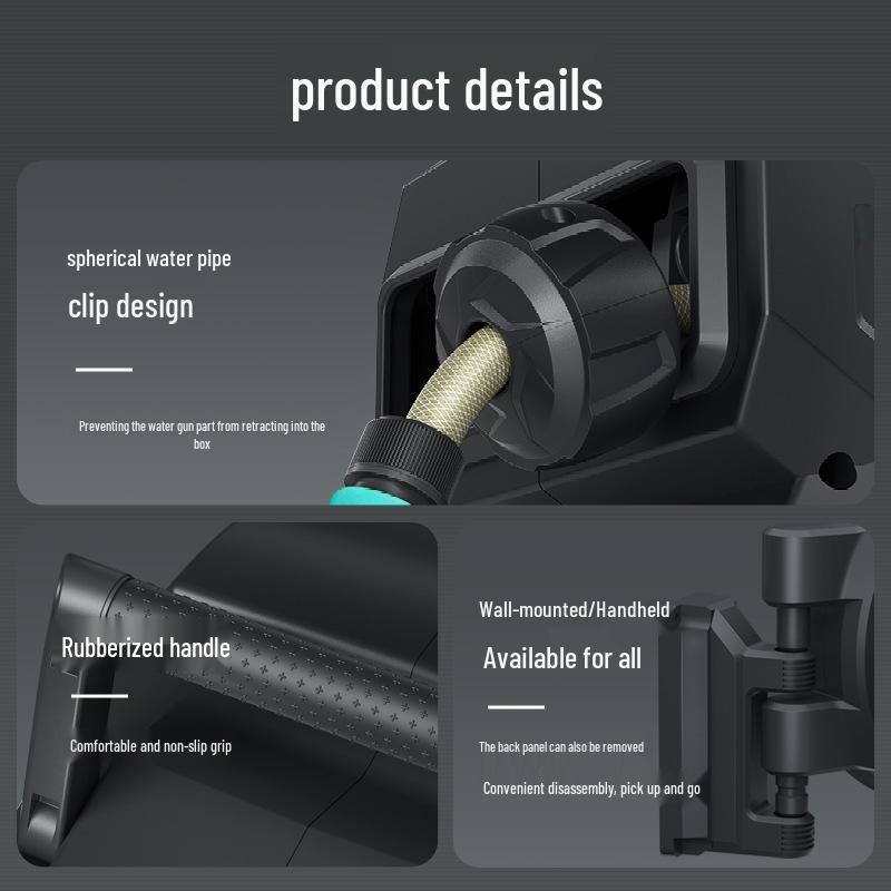 Automatischer Wandmontierter Einziehbarer Gartenschlauchaufroller mit Hochdruck-Wasserpistole zum Gießen, Autowaschen und Reinigen des Bodens