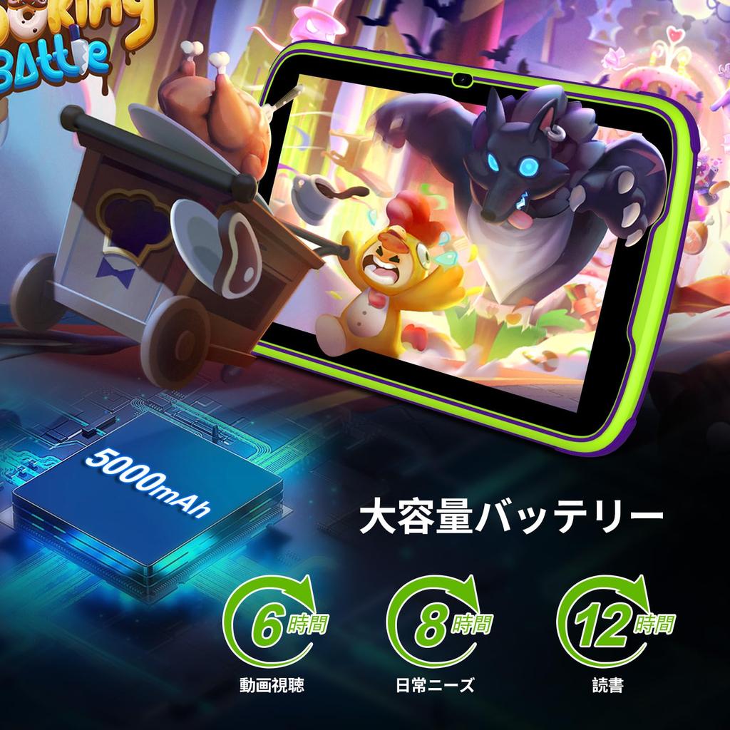 PRITOM TAB8 Plus Kids GMS YouTube Kids Google Kids Space Time 8GB RAM 4GB 64GB IPS Android WiFi Bluetooth Learning Green Tablet, 8-inch, Certified, &