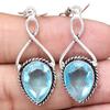Swiss Blue Quartz Gemstone Handmade Gift For Her Silver Jewelry Earrings 2"