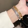 Geometric Zircon Crystal Gold Plated Bracelet With Round Shape For Elegant Women