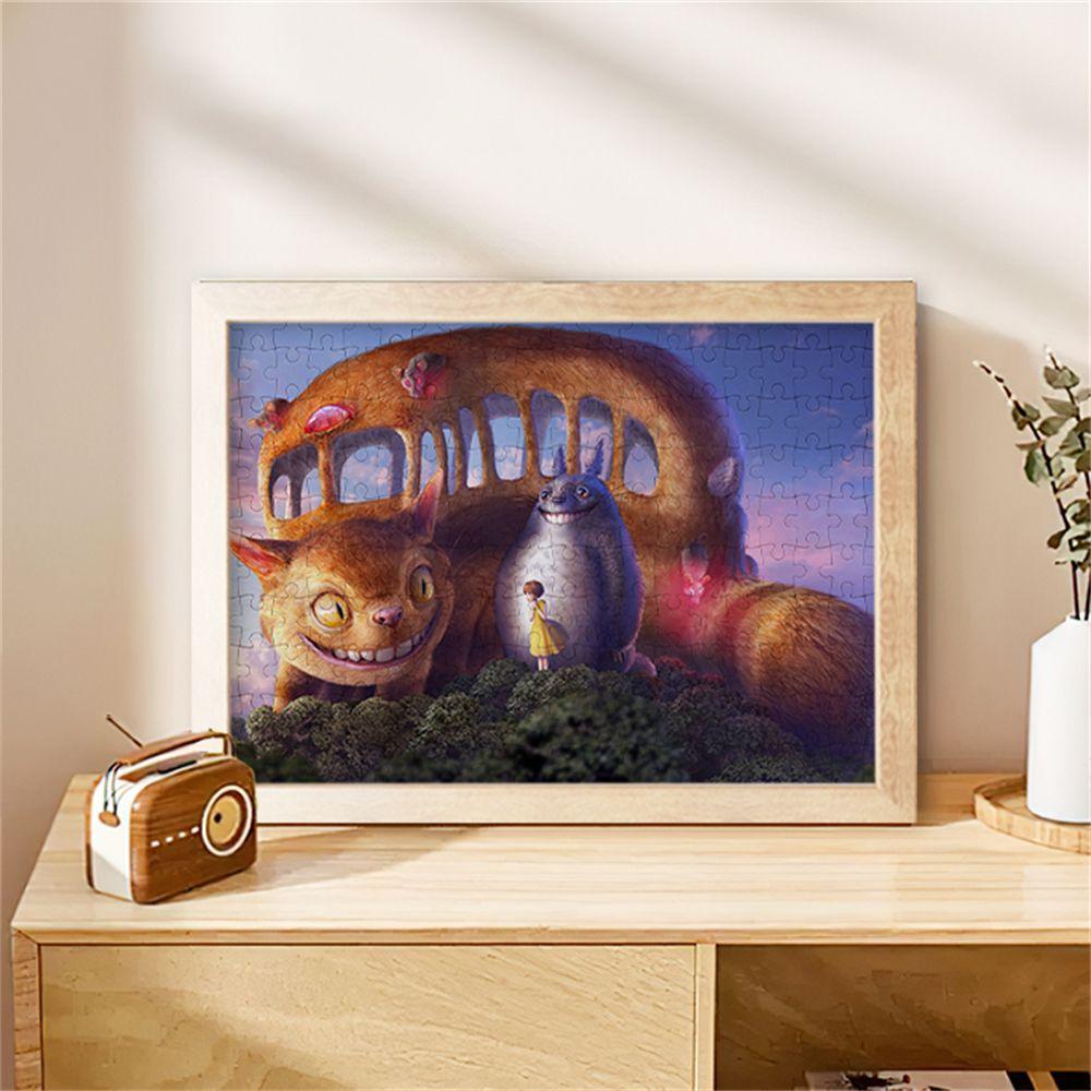 Studio Ghibli Totoro Drewniana Układanka Urocza Ozdoba&Drewniana Układanka Totoro Z Ramką DIY Dekoracja Biurka