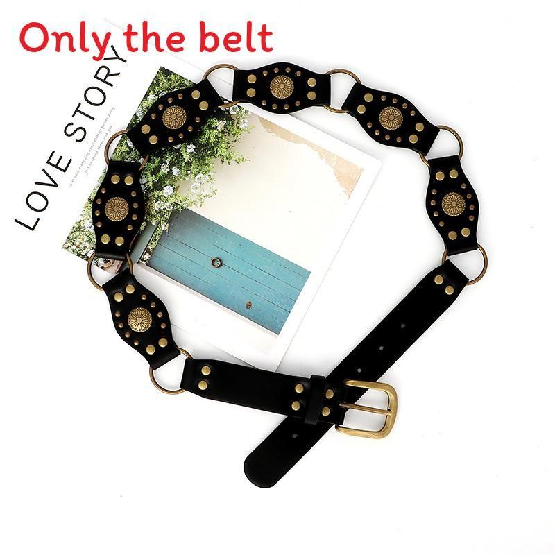Womens Leather Pu Belt With Vintage Buckle And Fringe Design For Street Style