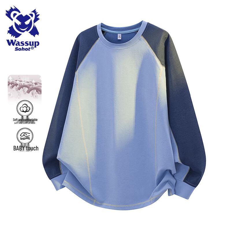 

Wassup Sohot Мужской свитшот с круглым вырезом и цветными блоками 4XL