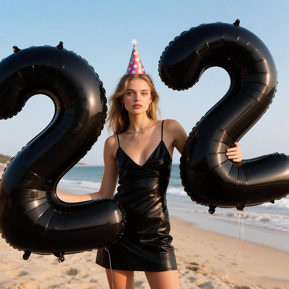 40Inch Big Black Number Balloon Jumbo Giant 0-9 Foil Helium Number Balloon for Baby Shower Photo Shoot Birthday Party Decoration