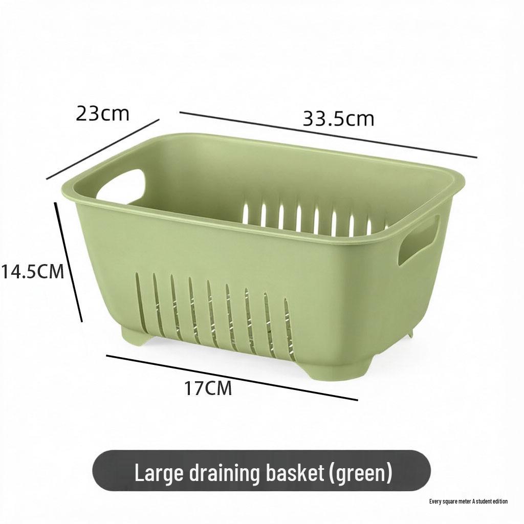 Dual-Layer Transparent Large-Capacity Fruit and Vegetable Drainer Basket for Kitchen and Living Room