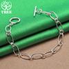 925 Sterling Silver Oval Chain Bracelet With OT Clasp Fashion Simple Jewelry For Women Birthday Anniversaries Party Accessories