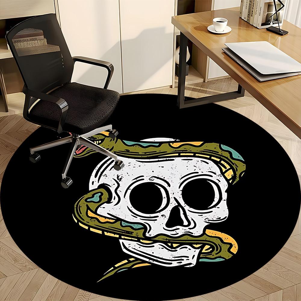 1pc Snake Skull Sticker Chair Carpet for Office, Round Non Slip Durable Large Size Office Carpet, Suitable for Office