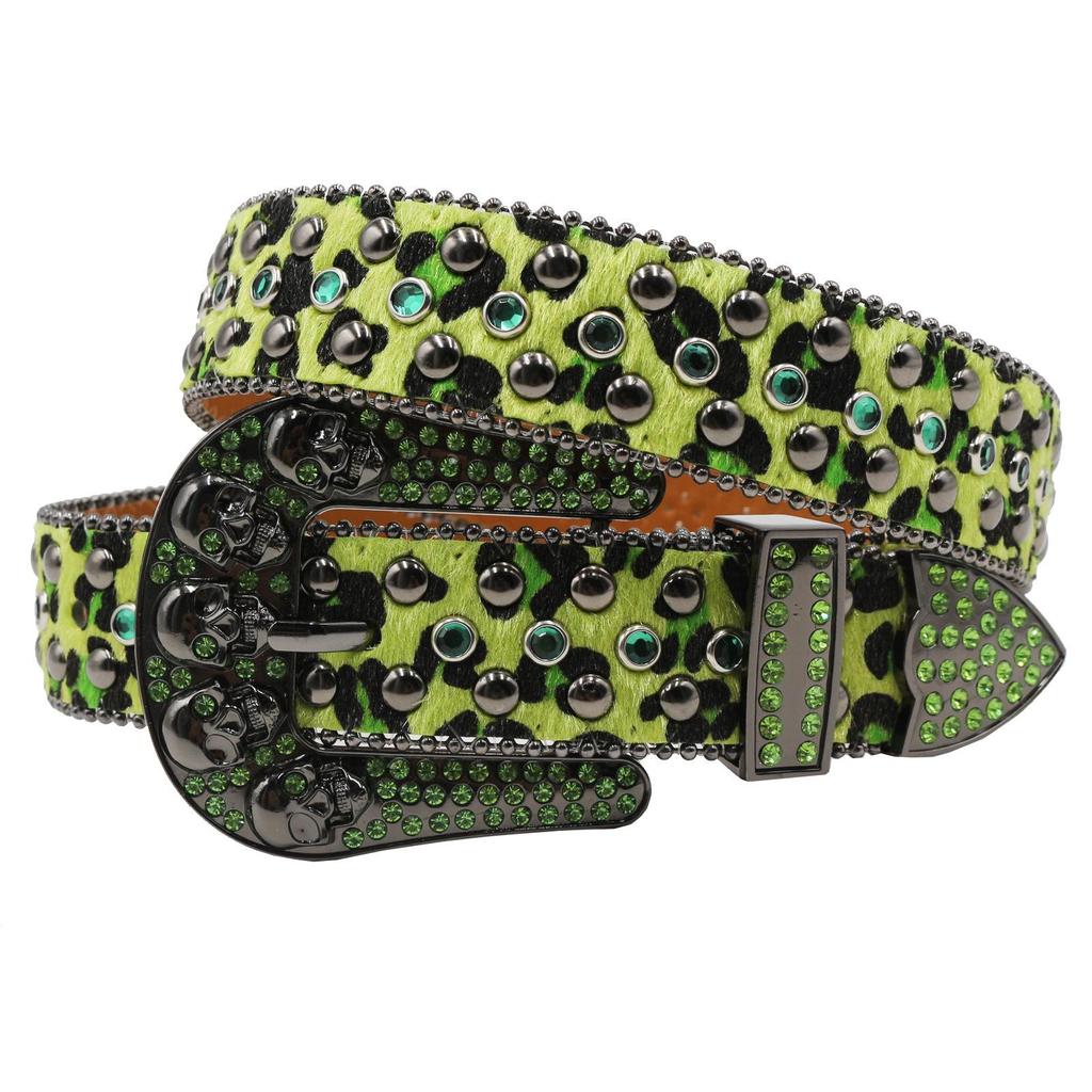 Punk European-American Skull Rhinestone Hip Hop Belt