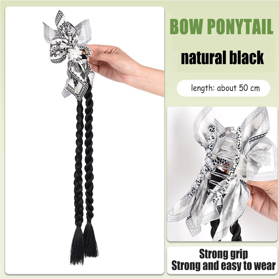 Ponytail Synthetic Wig Rose Feather Grip Female Twist Boxing Braid Feather Rose Grip Low Side Ponytail