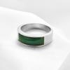 Anello Retro Europeo e Americano in Acciaio Inossidabile Verde Giada Occhio di Gatto per Donna