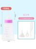 REYLNXR Kitten Milk Bottle Set, 150ml, with Silicone and PP Nipples, Shock-Resistant, Easy to Clean, and Airtight, for Small Animals (Pink)