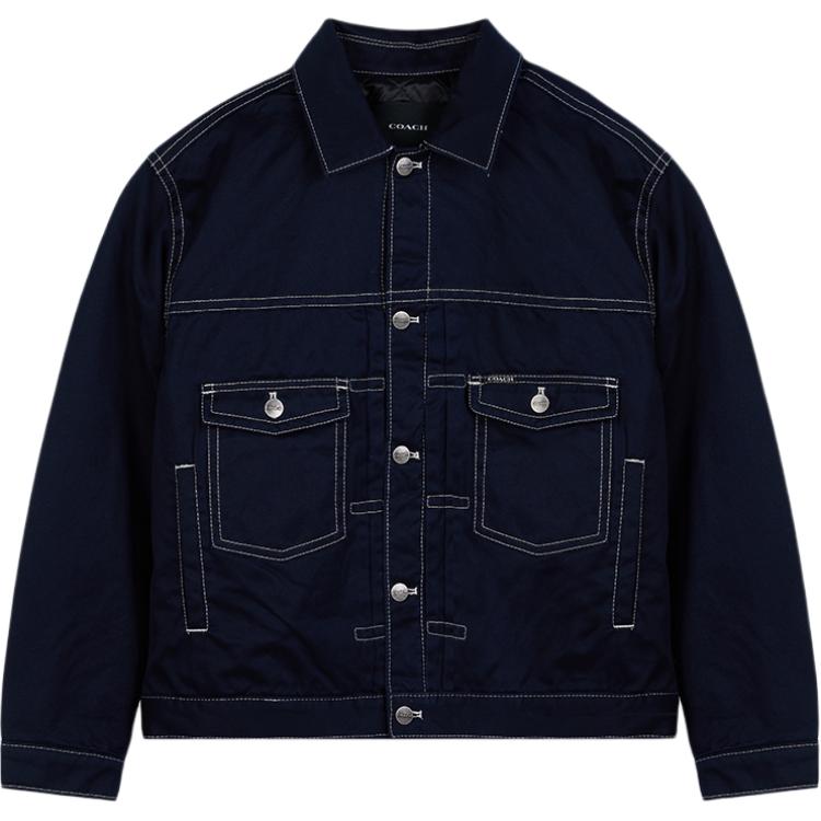 

Coach Solid Color Pocket Decorated Single Breasted Long Sleeve Cotton Jacket Men Jacket Navy-Blue CZ744-B5H M